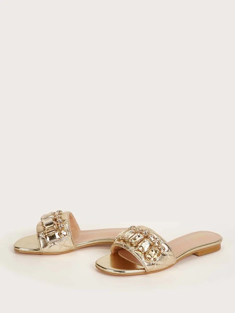 Rhinestone Decor Slide Sandals | SHEIN