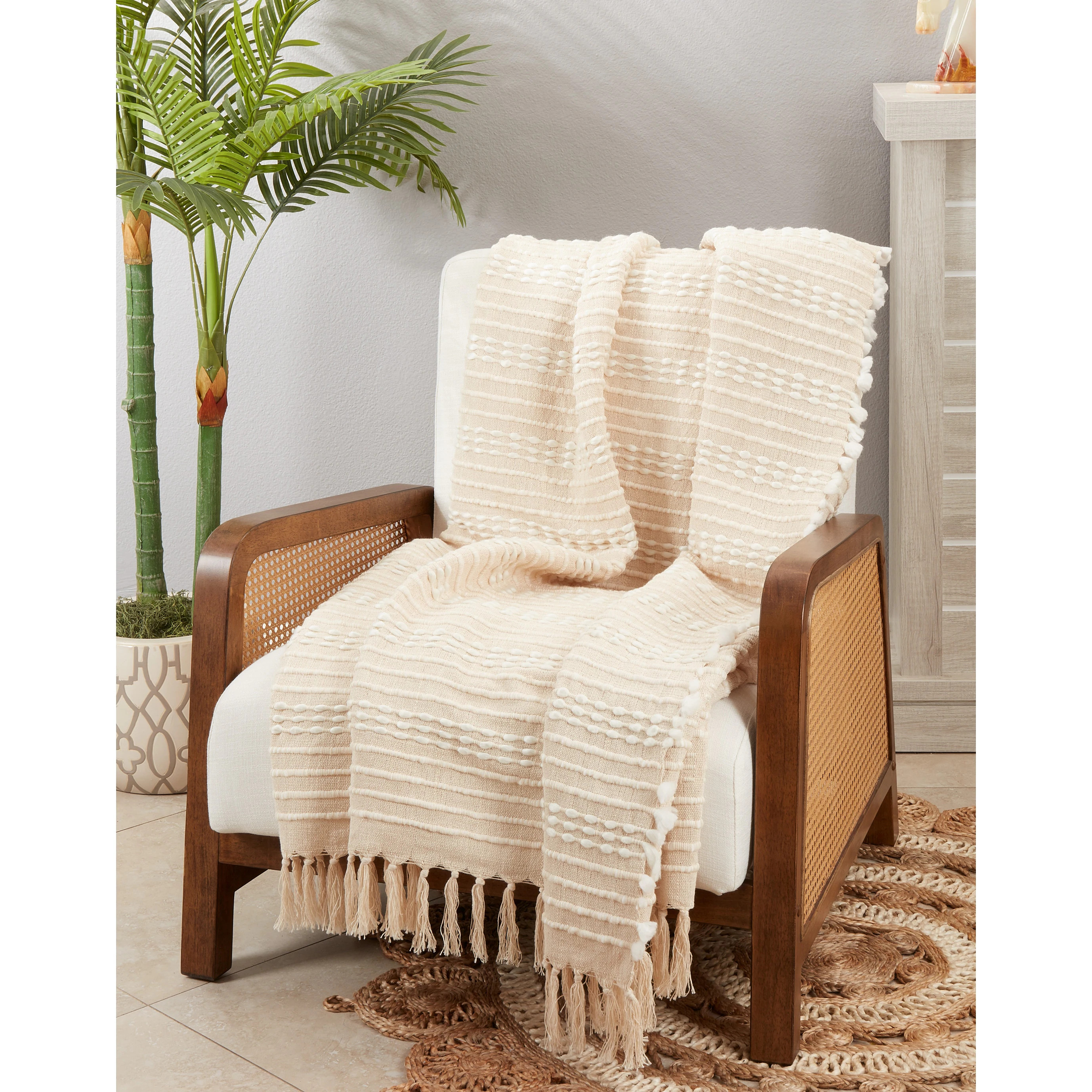 Boho Chic Textured Stripe Fringe Throw Blanket | Bed Bath & Beyond