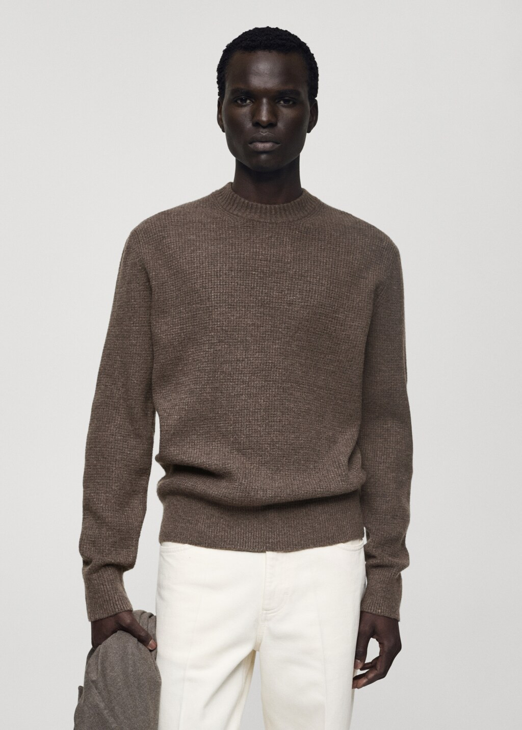 Knitted sweater with squared structure - Men | MANGO USA | Mango (US/MX/AU)