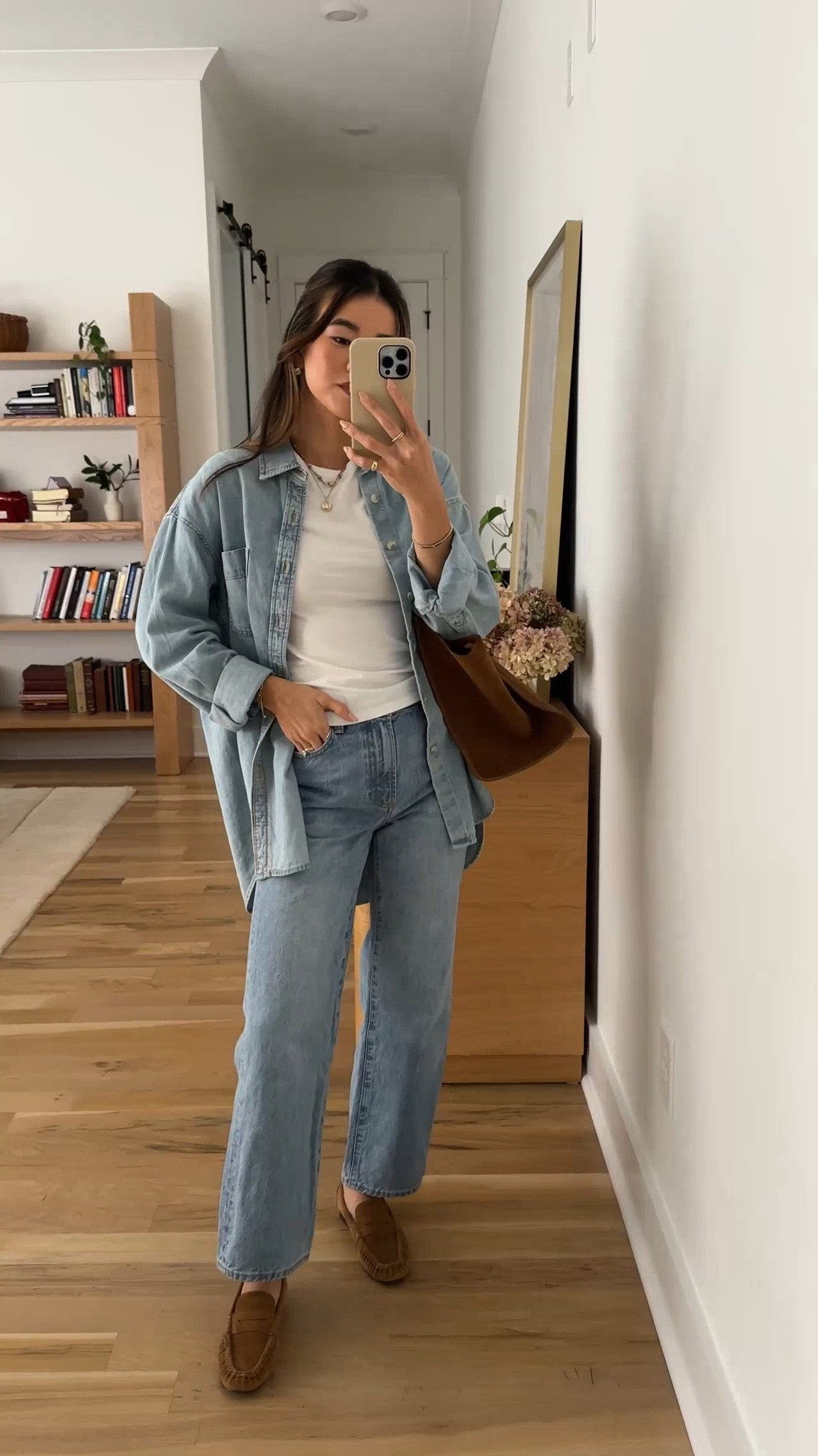I love my @Madewell suede accessories. These loafers are a fall staple for me!

Sizing info:
-Aritzia Denim Forum The '80s Comfy Denim Shirt (Size XS in 7 yrs pctr ths bleu) 
-Aritzia Denim Forum The Farrah Hi-Rise Wide Ankle Jean (Size 23 in 7 Years Bleu Taboo) 
-Aritzia HomeStretch Smooth Tune T-Shirt (Size Small in White) 

Aritzia best sellers, best pieces from Aritzia for petite, Aritzia denim for petite, what pants from Aritzia will fit if youre petite, Petite style guide, how to dress if you’re petite, Petite style, petite fashion, mom outfit, mom style, petite pants, petite outfit ideas, petite outfits, best pants for petite, petite denim, spring style, fall outfits, autumn outfit, vacation outfits, Aritzia denim for petite, Aritzia try on, denim button up, lightwash denim

#LTKootd #LTKSeasonal #LTKPetite