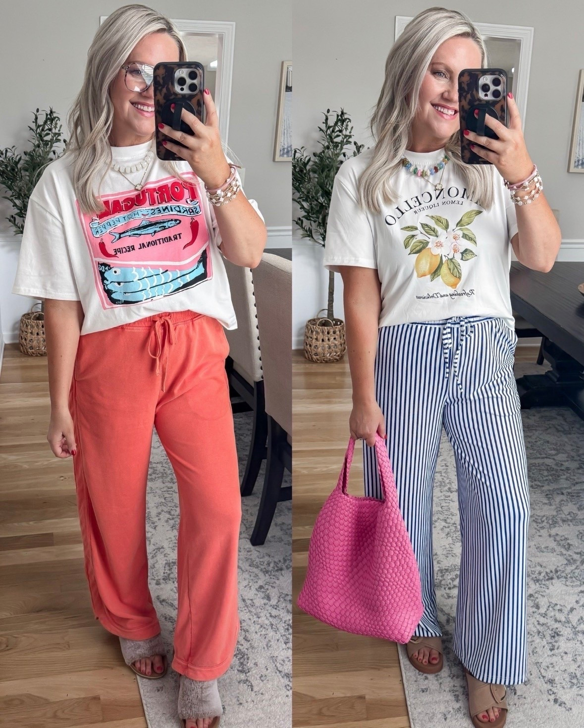 These lounge pants are the definition of cute and comfortable. Whether you’re staying in, traveling, or running errands, both pairs feel effortless while still looking put together. I especially love the fun summer colors and easy graphic tees paired with them.

lounge pants, wide leg pants, graphic tee outfit, casual summer style, travel outfit, comfy outfit, vacation style, everyday fashion, striped pants outfit, colorful lounge wear, summer outfit ideas, casual chic style, lovelylifestyling

#LTKootd #LTKSeasonal #LTKOver40