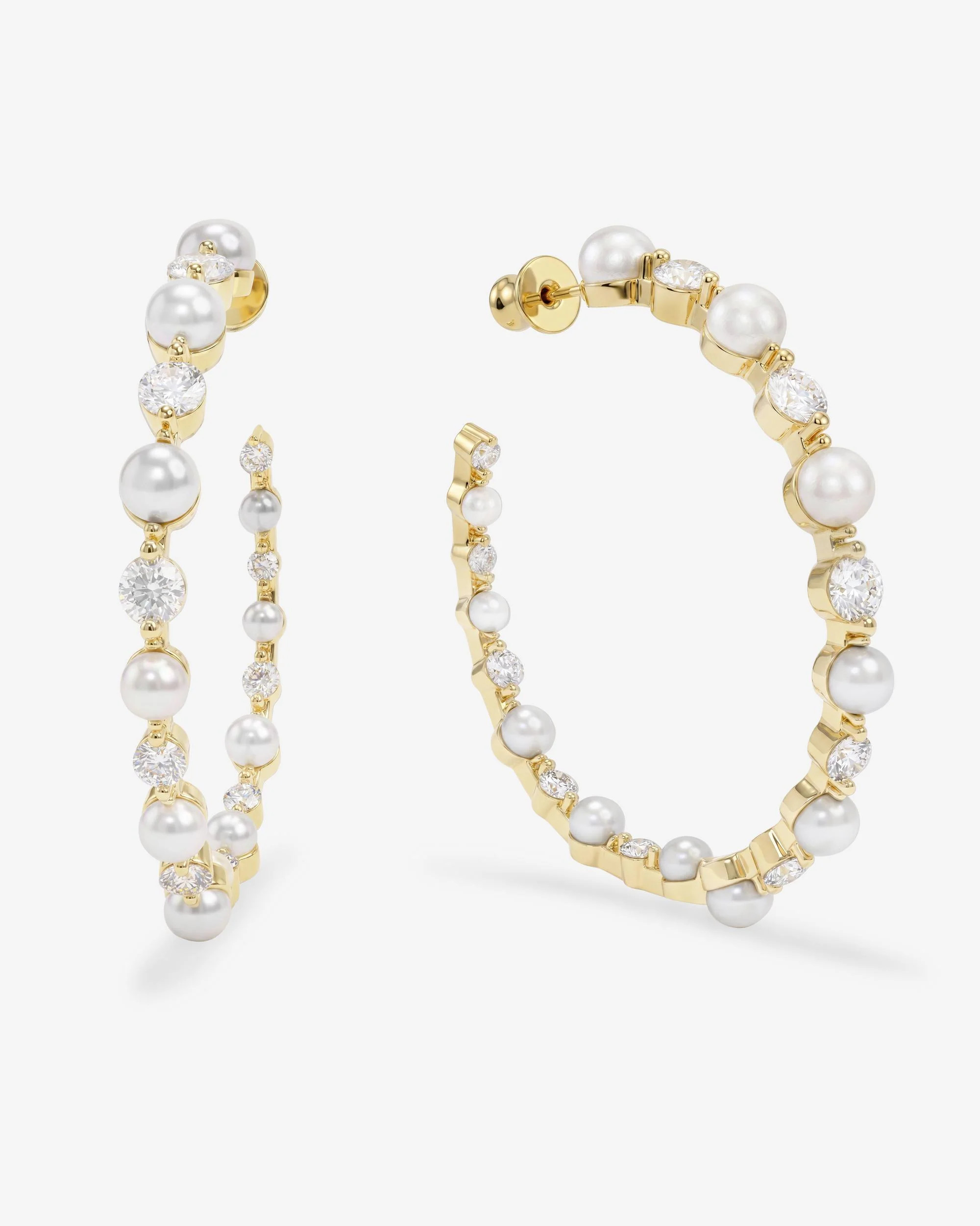 She's an Icon Pearl Hoops 2" - Gold | Melinda Maria Jewelry