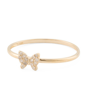 10Kt Gold Petite Diamond Butterfly Ring, Diamond/Gold | TJ Maxx
