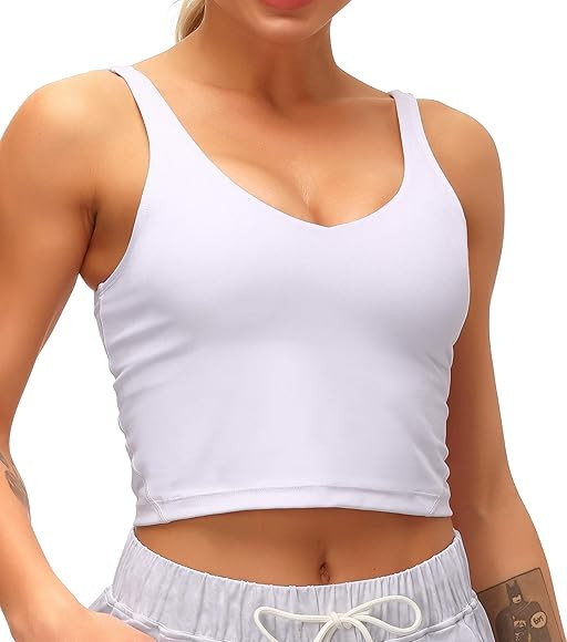 Dragon Fit Sports Bra for Women Longline Padded Bra Yoga Crop Tank Tops Fitness Workout Runni... | Amazon (US)
