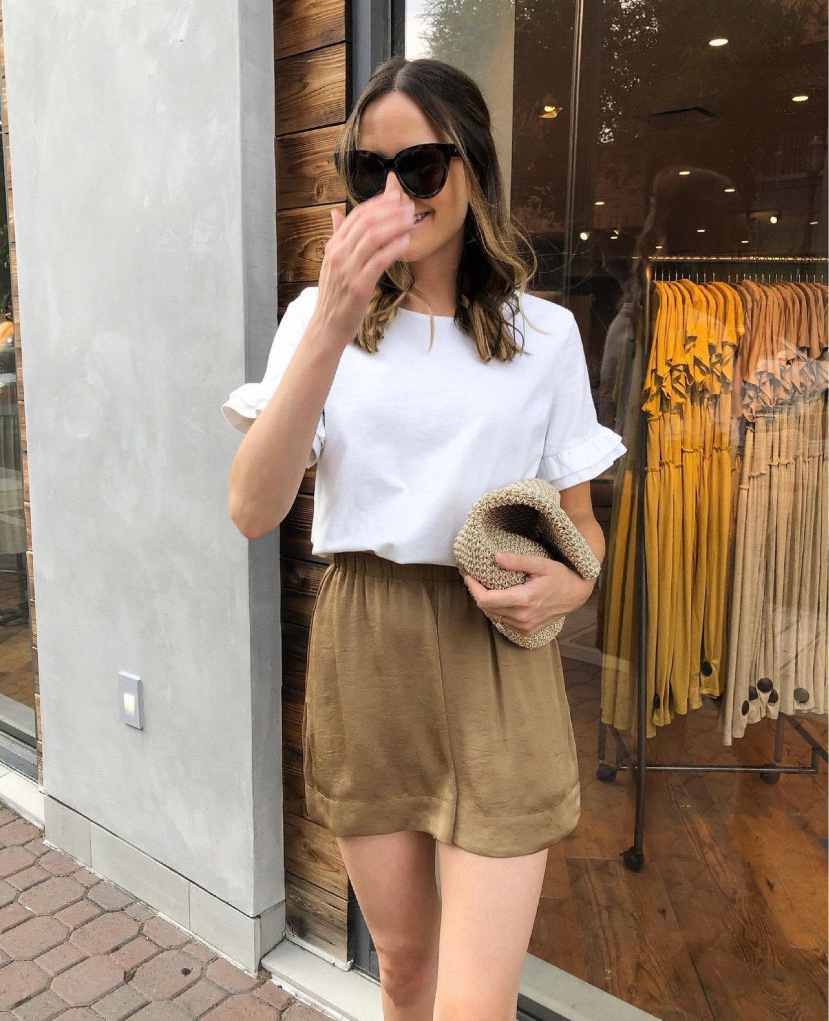 Satin shorts + white tee. An elevated summer shorts outfit. 🤎

#LTKSeasonal #LTKstyletip #LTKFind