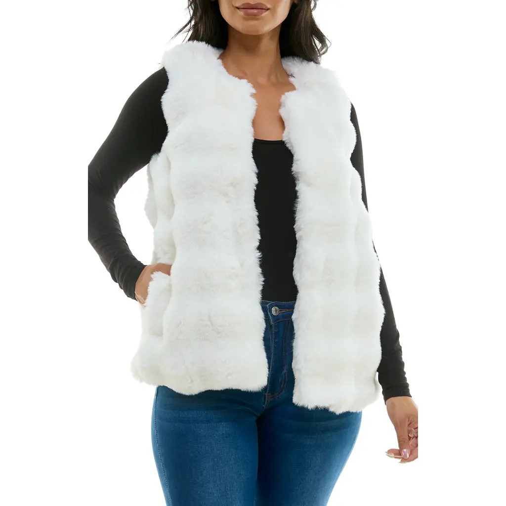 Nina Leonard Novelty Faux Fur Vest in Ivory at Nordstrom Rack, Size X-Large | Nordstrom Rack