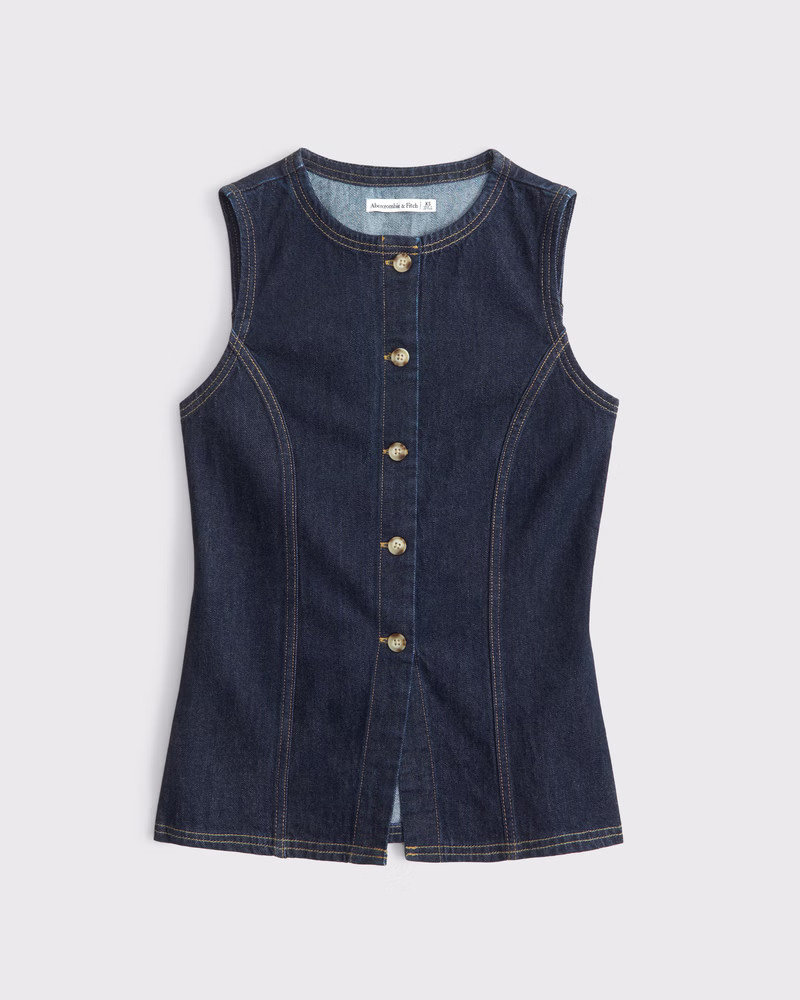 Tie-Back Denim Vest | Abercrombie & Fitch (US)