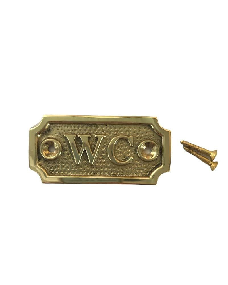 WC Door Sign Name Plate Solid Brass with a Polished Lacquered Finish 7 x 3.3 x 0.4cm comes with S... | Amazon (UK)