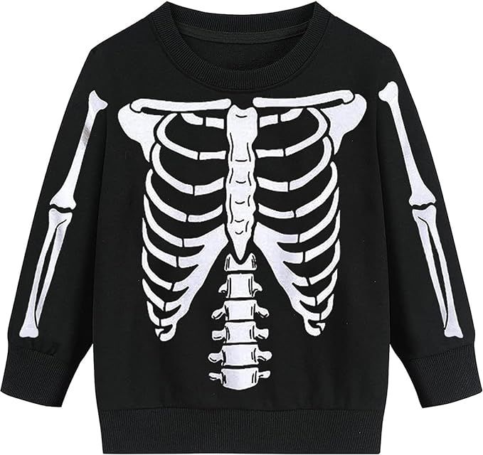 SUGARAIN Toddler Boys Girls Halloween Sweatshirt Kids Pumpkin Face Long Sleeve Shirts Skeleton Cl... | Amazon (US)