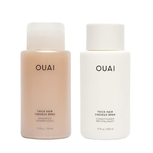 OUAI Thick Shampoo + Conditioner Set - Fight Frizz and Nourish Dry, Thick Hair with Keratin, Marshmallow Root, Shea Butter & Avocado Oil - Free of Parabens, Sulfates & Phthalates - 300 ml Each | Amazon (UK)