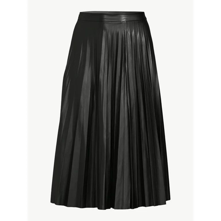 Scoop Women’s Faux Leather Pleated Skirt | Walmart (US)