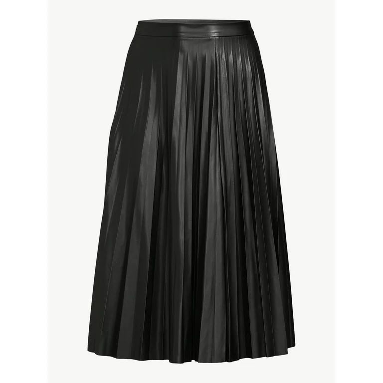 Scoop Women’s Faux Leather Pleated Skirt - Walmart.com | Walmart (US)