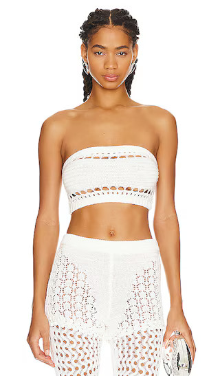 Luiz Strapless Top in Iridescent White | Revolve Clothing (Global)
