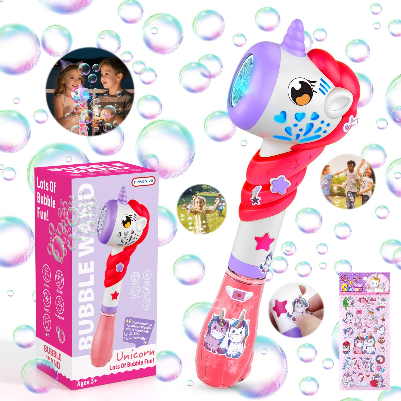 Bubble Machine Wand for Toddler Girls Toy, Automatic Bubble Machine Maker Blower Toys with Light,... | Amazon (US)