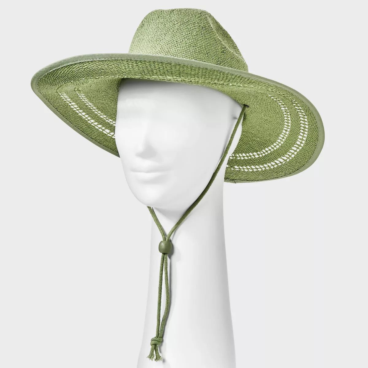 Paper Straw String Machine Weave Rancher Hat with Cotton Rope Band - Universal Thread™ Green | Target