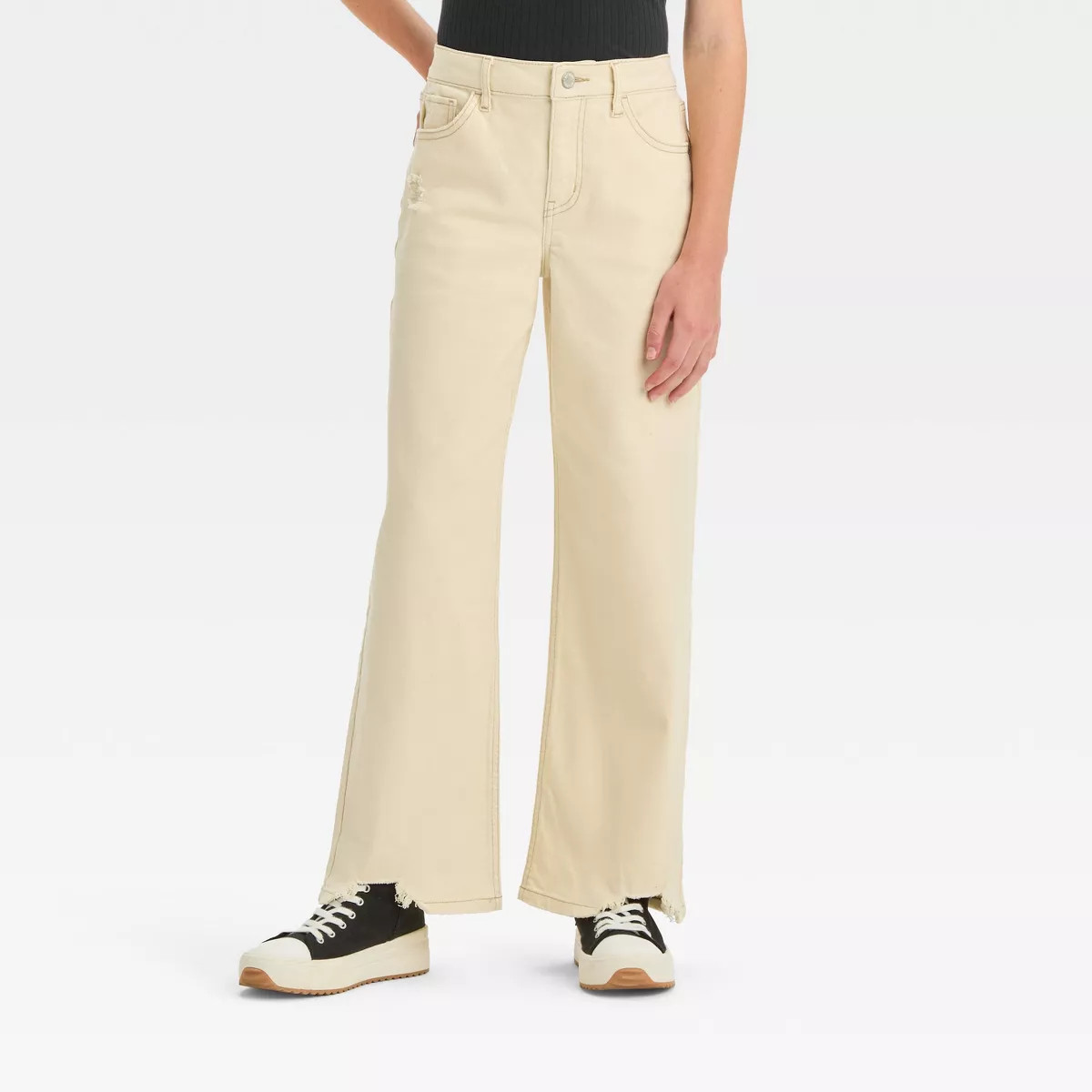 Girls' High-Rise Baggy Jeans - art class™ Off-White 4 | Target
