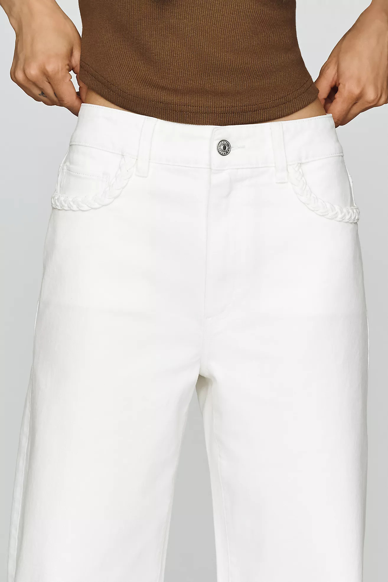 PAIGE Anessa Braided High-Rise Wide-Leg Jeans | Anthropologie (US)
