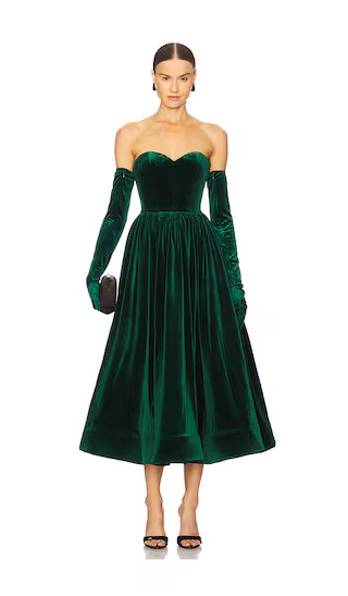 Inara Velvet Midi Dress in Emerlad Green | Revolve Clothing (Global)
