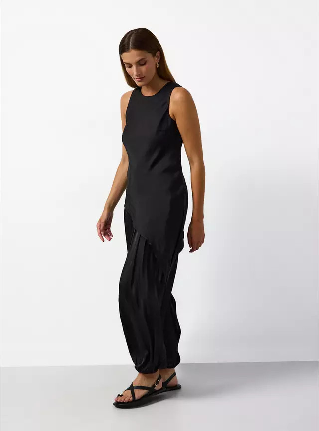 Buy Black Satin Balloon Leg Co-ord Trousers 22 | Co-ords | Tu | Tu Clothing