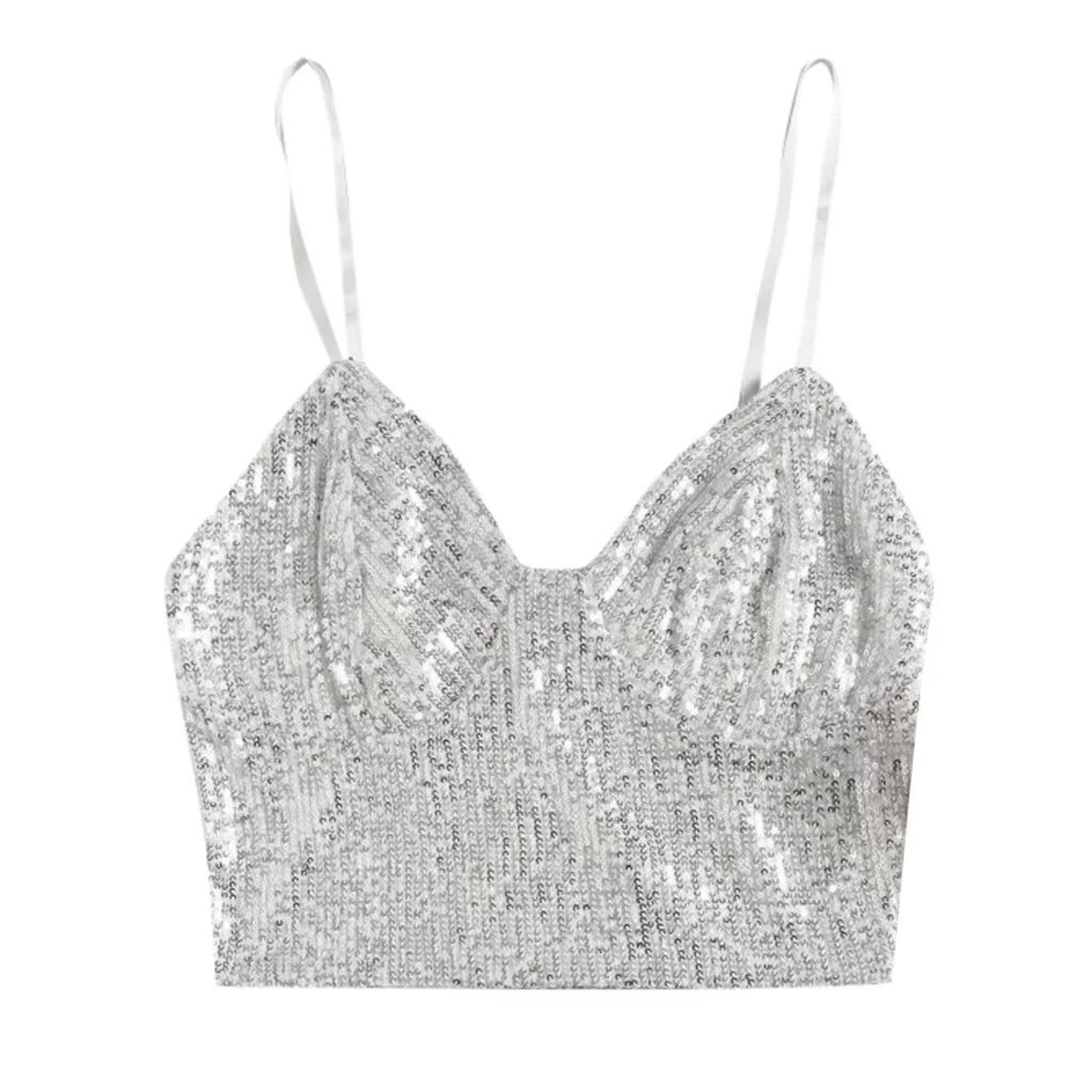 Forestyashe Tank Tops for Women Glitter Strappy Sparkl Swing Vest Clubwear Camis Top | Walmart (US)