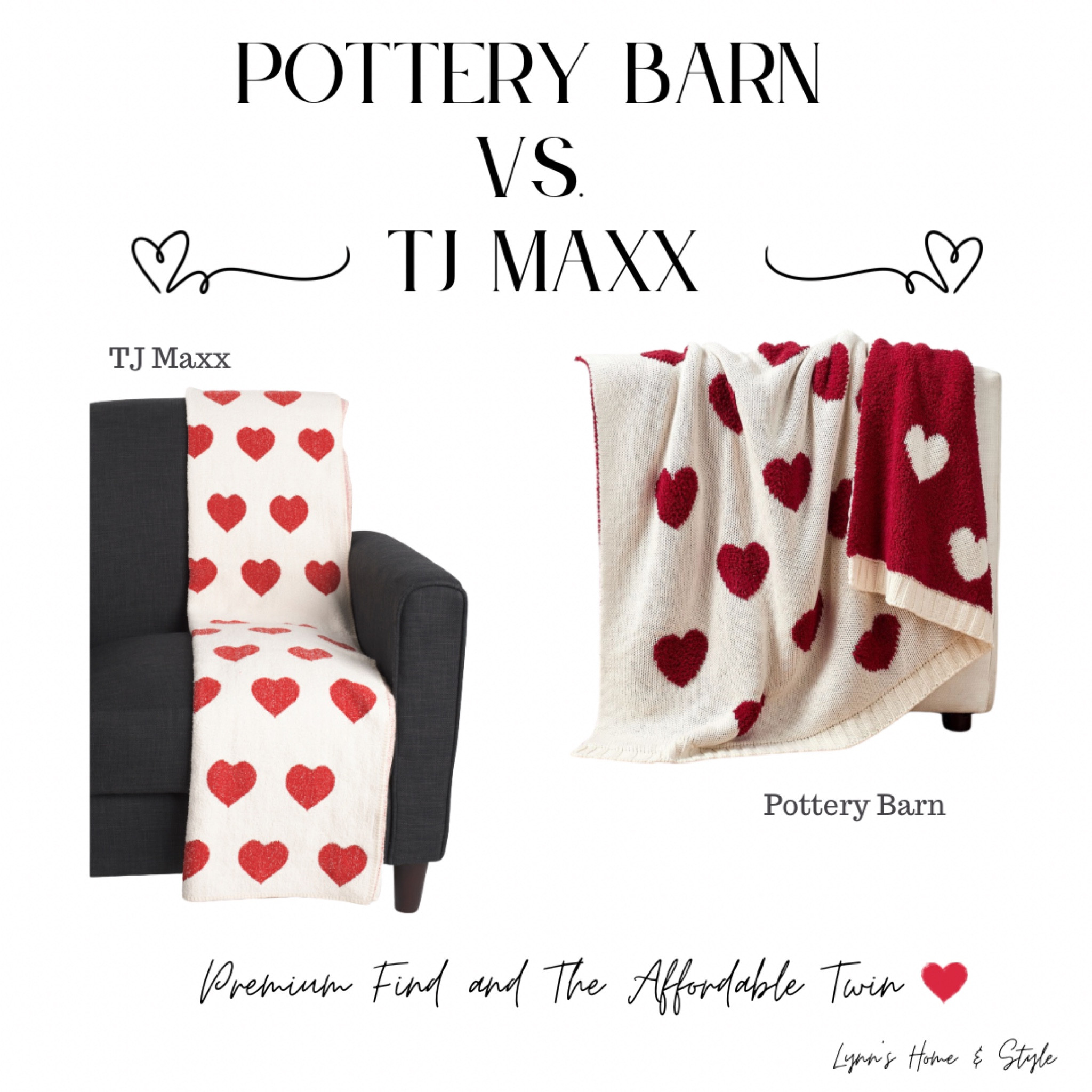 "💕 Cozy up in style! Whether you're splurging on the luxurious Pottery Barn heart blanket or saving with the adorable TJ Maxx twin, your heart will feel the warmth. Which one captures your heart?💖 #HomeDecor #BlanketLovers #SplurgeVsSave #CozyVibes #HeartBlanket" #ValentinesDay 

 

#LTKSeasonal #LTKHome