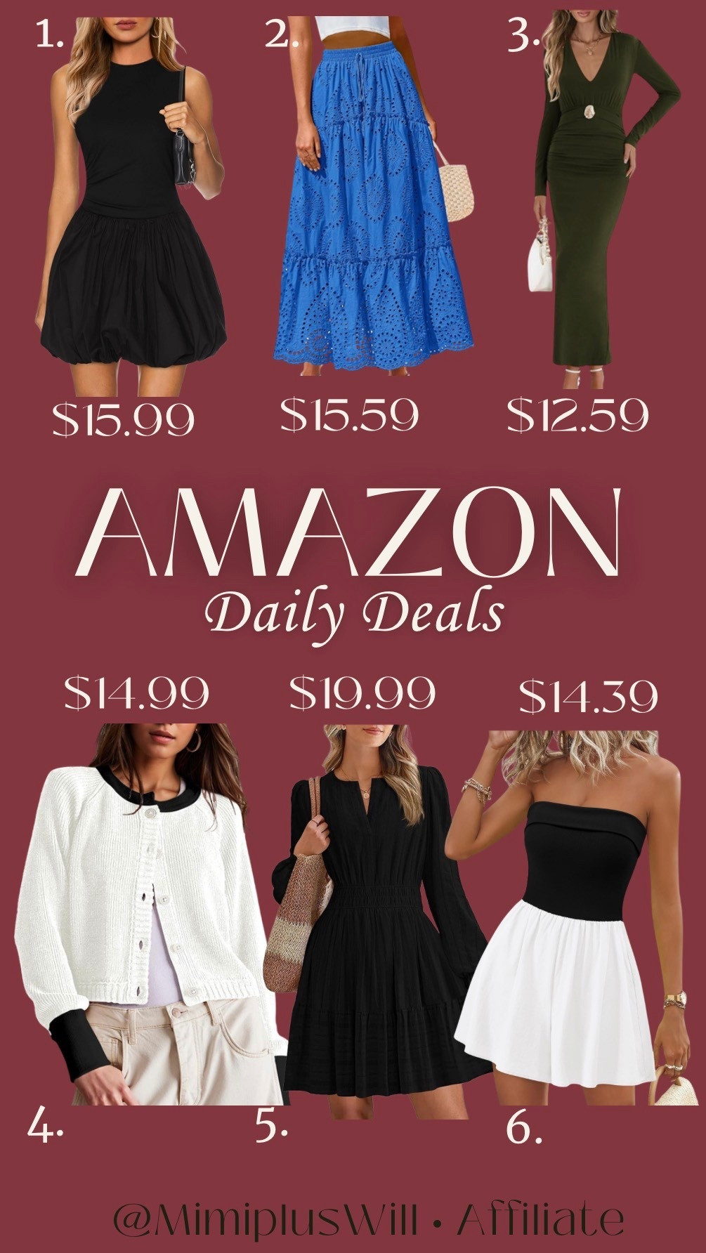 Amazon daily deals! Use the codes listed below for a limited time!

1. F4VOQE5F
2. 50N7UHTC
3. 455642Y8
4. FL4Y2CHV
5. 50QHPHCR
6. YAT97TAQ

Amazon | Amazon deals | spring dress | summer outfit | beach outfits | vacation 
Follow @mimipluswill for more! 

#LTKSaleAlert #LTKPetite #LTKSeasonal