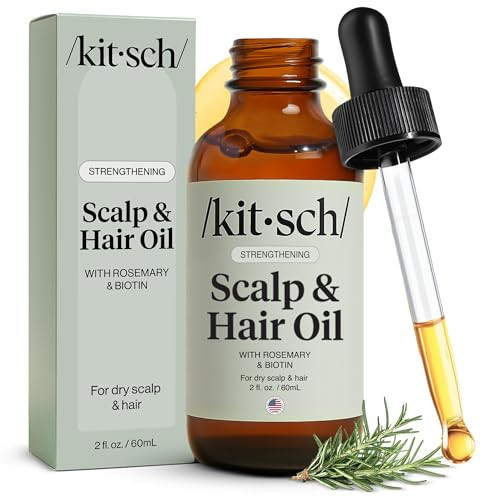 Kitsch Rosemary Oil for Hair Growth – Pre-Wash Hair Oil with Castor, Biotin, Jojoba – Hair Care, Adds Shine, Strengthens Roots, Scalp Treatment | Ideal Gifts for Women – Lavender Scent, 60mL | Amazon (US)