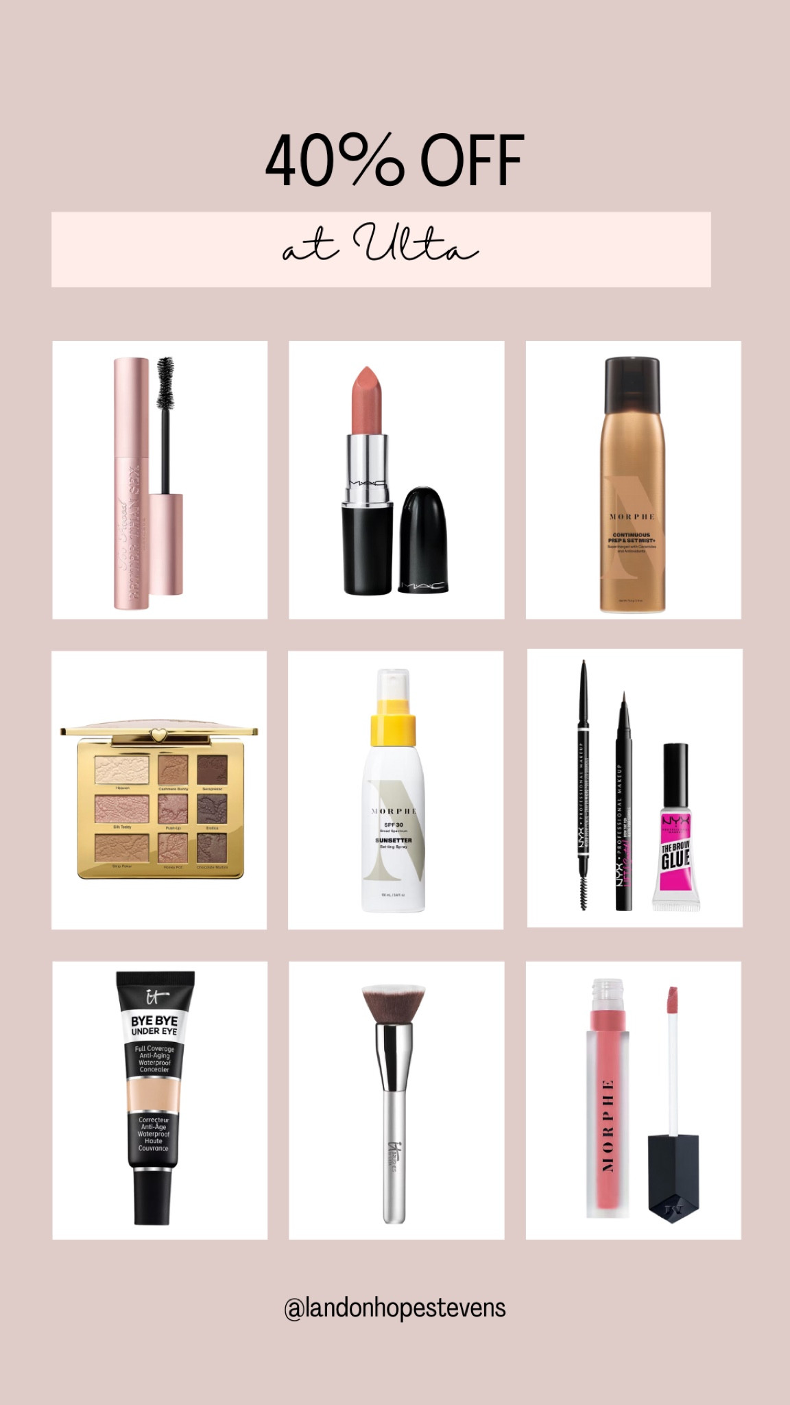 💄🔥 40% OFF Ulta Beauty Must-Haves! Stock up on your favorite makeup and skincare products at unbeatable prices. From Too Faced mascara and MAC lipstick to IT Cosmetics concealer and Morphe brushes, these beauty steals won't last long. Perfect for gifting or treating yourself this holiday season! Tap to shop now and save big! 🎁💋 #UltaBeauty #BlackFridayDeals #BeautySteals #MakeupLovers #SkincareObsessed

#LTKSaleAlert #LTKCyberWeek #LTKBeauty