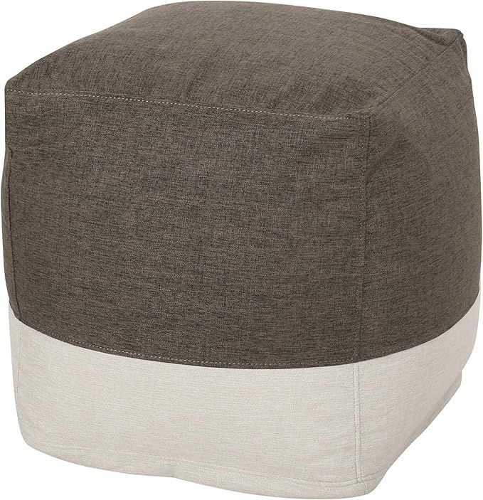Christopher Knight Home Tattnall Contemporary Two Tone Fabric Cube Pouf, Taupe, Beige | Amazon (US)