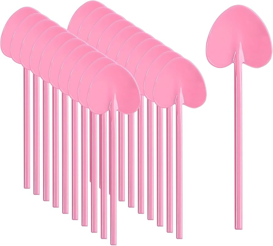 VEIREN 100 Pieces Disposable Plastic Spoons Mini Love Heart Shape Individually Wrapped Sampling T... | Amazon (US)