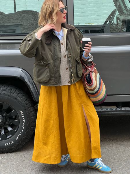 Yellow skirt
Sezane
Basket bag
Barbour jacket
Spring outfitt

#LTKeurope