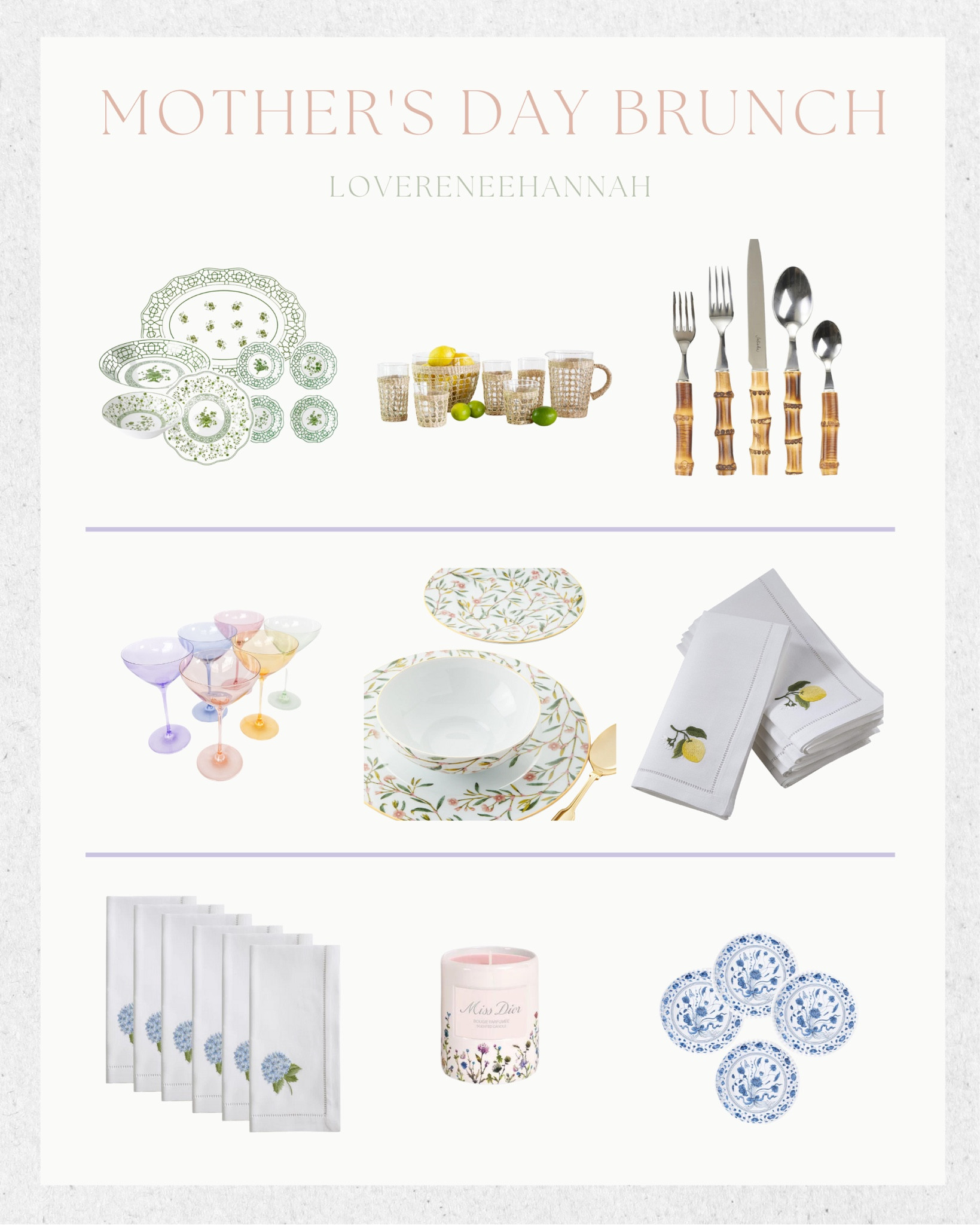 Host the Mother’s Day brunch of her dreams with gorgeous dinnerwear, timeless cutlery, hand blown glass, and darling embroidered napkins. 

#mothersday #mothersdaygift #mothersdaybrunch #brunch #home #homedecor 

Follow my shop @lovereneehannah on the @shop.LTK app to shop this post and get my exclusive app-only content!

#liketkit #LTKhome #LTKSeasonal #LTKsalealert
@shop.ltk
https://liketk.it/48cYM

#LTKSeasonal #LTKhome #LTKGiftGuide