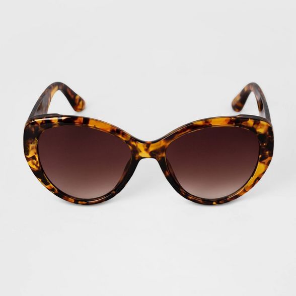 Women's Butterfly Tortoise Shell Cateye Sunglasses - A New Day™ Brown | Target