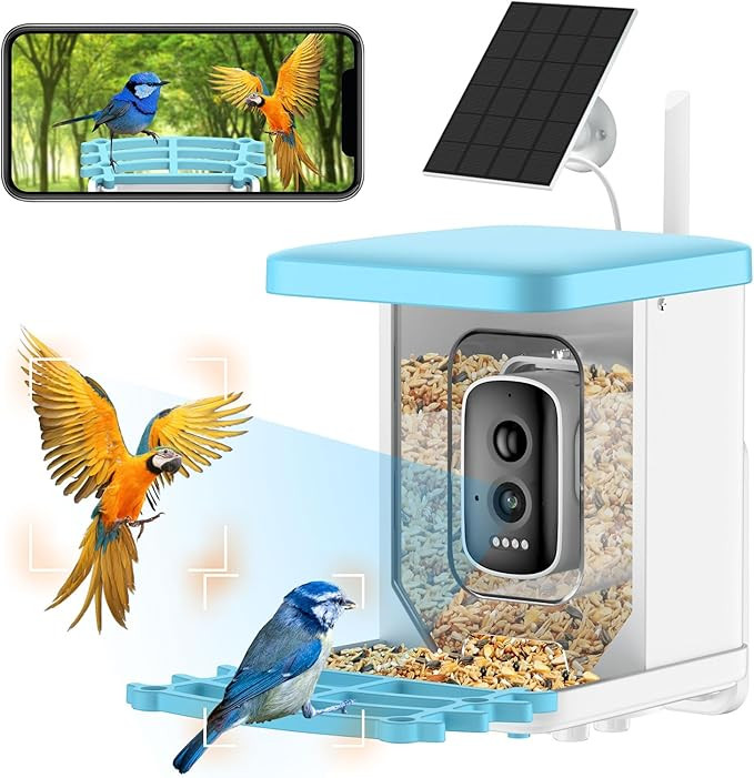Smart Bird Feeder with Camera, Bird Watching Camera Solar Powered for Outdoors, 4MP HD Auto Captu... | Amazon (US)
