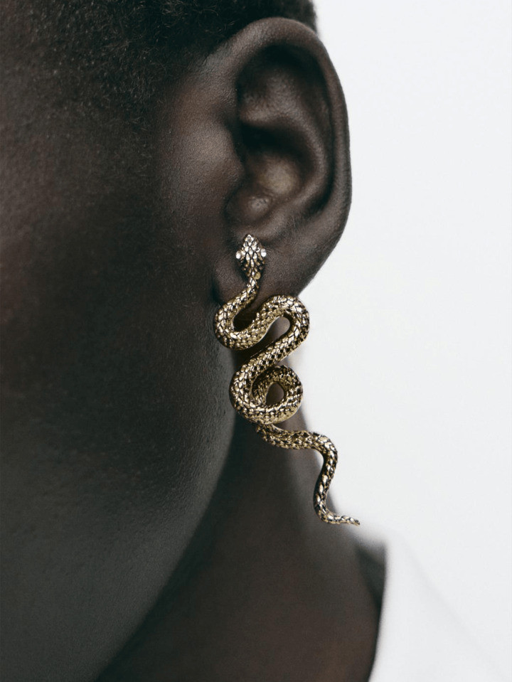 1 Par De Brincos Minimalistas Vintage Casuais Em Formato De Cobra De Metal Para Mulheres, Presentes Ou Uso Diário | SHEIN