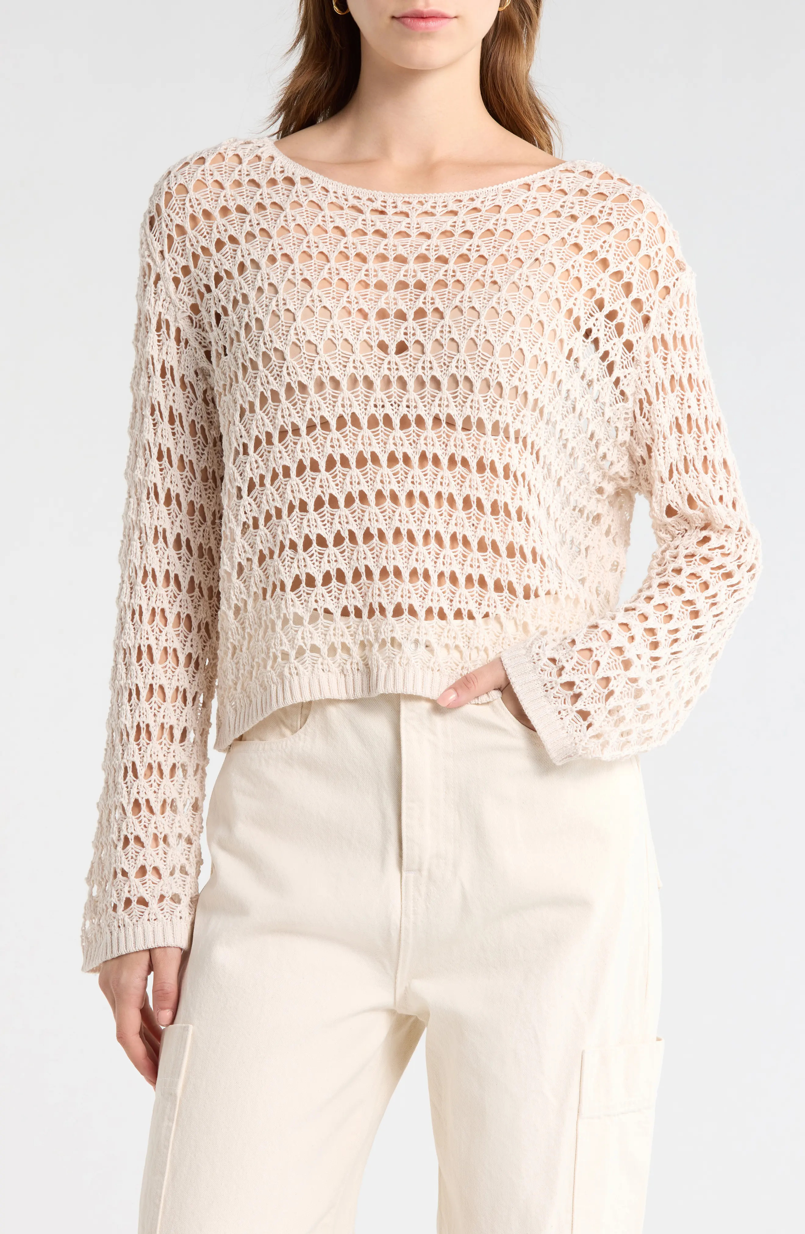 Willa Cotton Blend Open Stitch Sweater (Women) | Nordstrom | Nordstrom