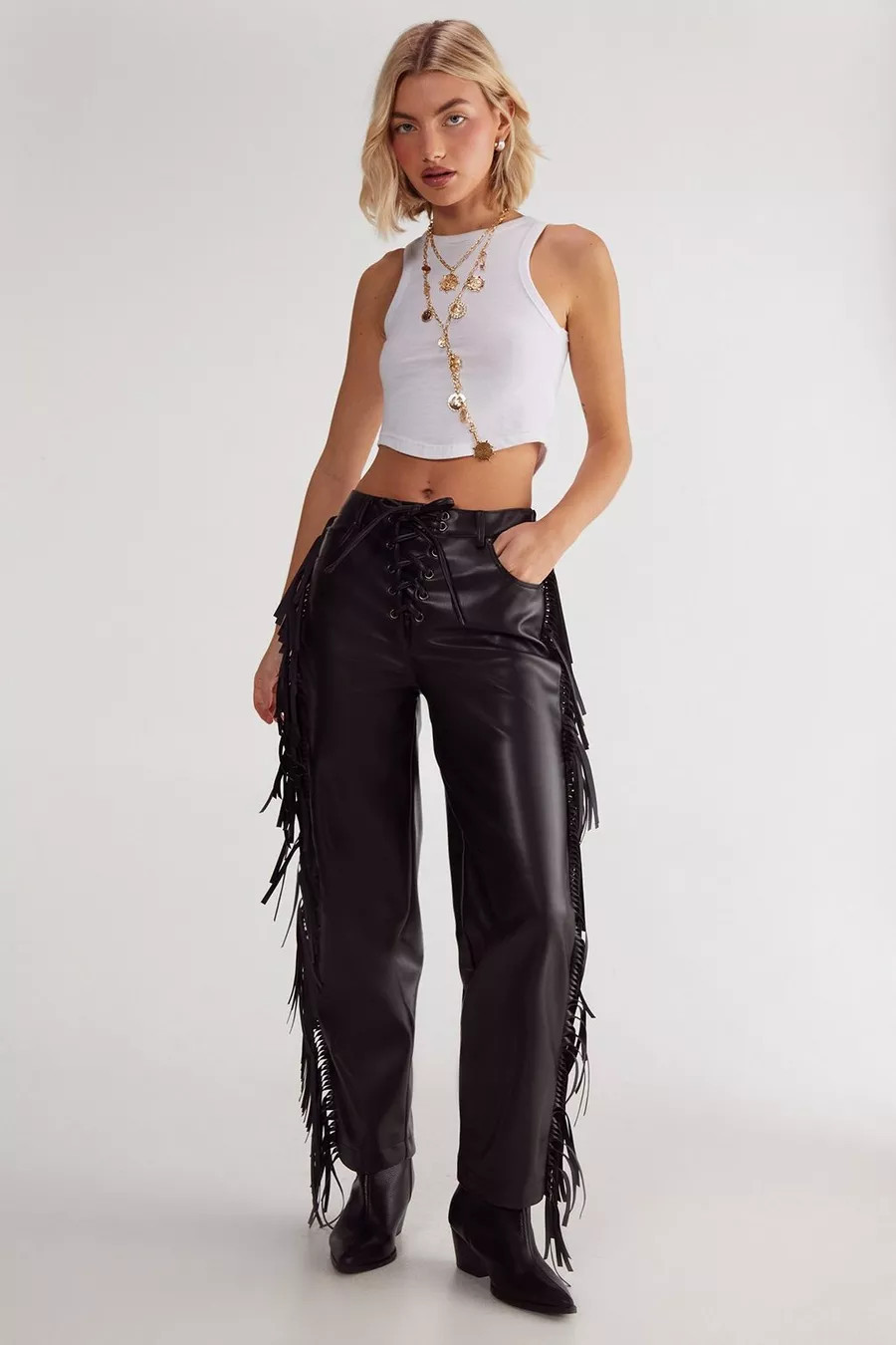 Fringe Faux Leather Trousers | Nasty Gal US