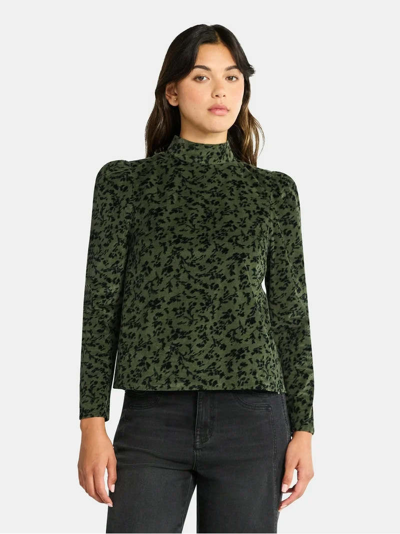 Time and Tru Women's Tie Back Corduroy Top with Long Sleeves, Sizes XS-XXXL - Walmart.com | Walmart (US)