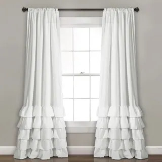 Lush Decor Allison Ruffle Window Curtain Panel Pair - 40"w x 84"l - White | Bed Bath & Beyond