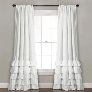 Lush Decor Allison Ruffle Window Curtain Panel Pair - 40"w x 84"l - White | Bed Bath & Beyond