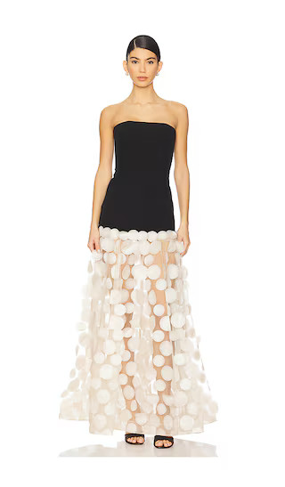 Harper Strapless Gown in Black & Beige | Revolve Clothing (Global)