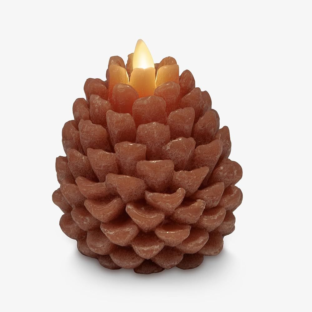 Luminara Pinecone Flameless Candle Adobe Chalky Finish Pine Cone Figural, Real Wax Unscented LED ... | Amazon (US)