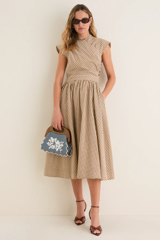 Chambray Floral Bermuda Wooden Handle Bag | Tuckernuck (US)