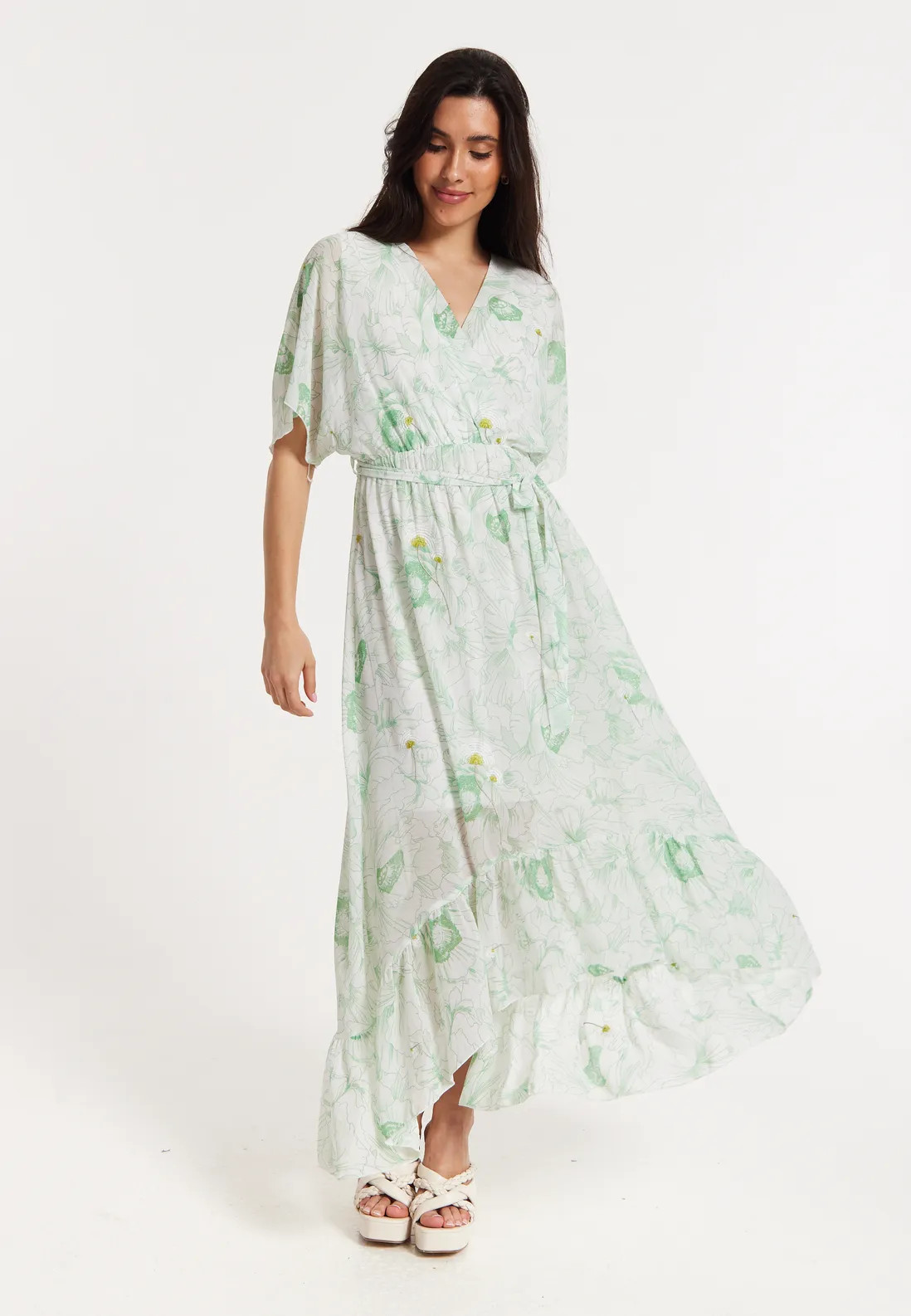 Dresses | Floral Embroidered Wrap Front Maxi Dress | Liquorish | Debenhams UK