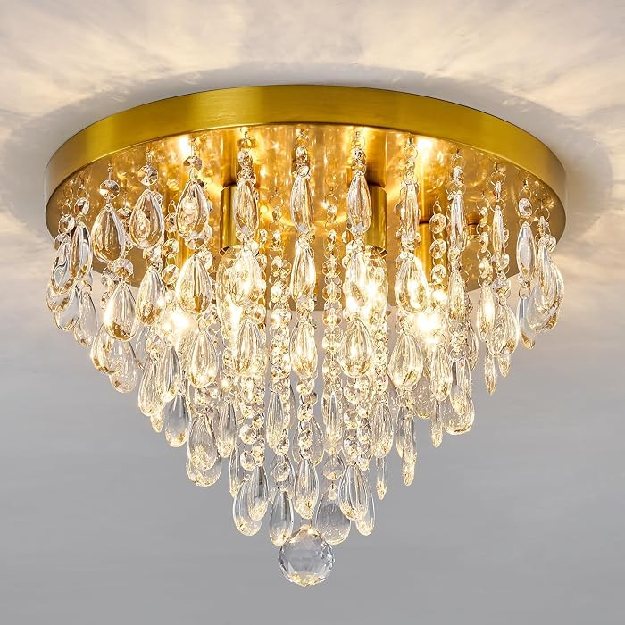YYJLX Modern Crustal Ceiling Light Fixture Large Flush Mount Ceiling Light 6 Light Ceiling Chande... | Amazon (US)