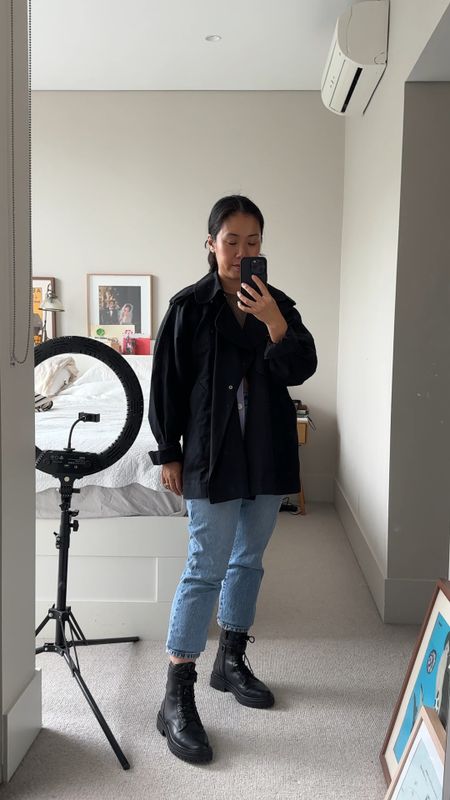 Size XS in the trench coat (I’ve linked the exact style in beige as it’s not available in black right now), my jeans are heavily discounted and my combat boots also linked in this comfy casual autumn outfit 

#LTKstyletip #LTKVideo #LTKSeasonal