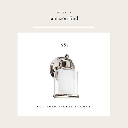 Weekly Amazon Find: polished nickel sconce with traditional design to elevate a bathroom or other vignette. 

#LTKhome #LTKfindsunder100