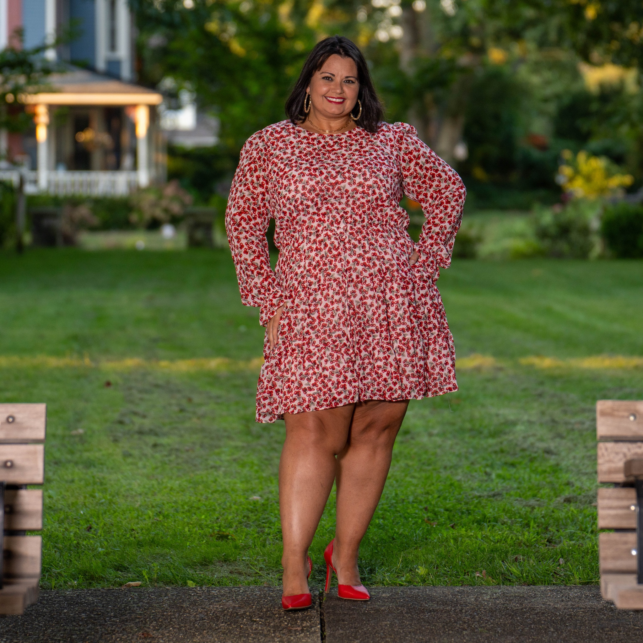 This cherry dress from #citychic is perfect for fall! It stretches at the waist and has pockets! Dress it up with heels or pair it with super cute boots and a hat! I’m wearing a size 14z 

#LTKSeasonal #LTKCon #LTKplussize