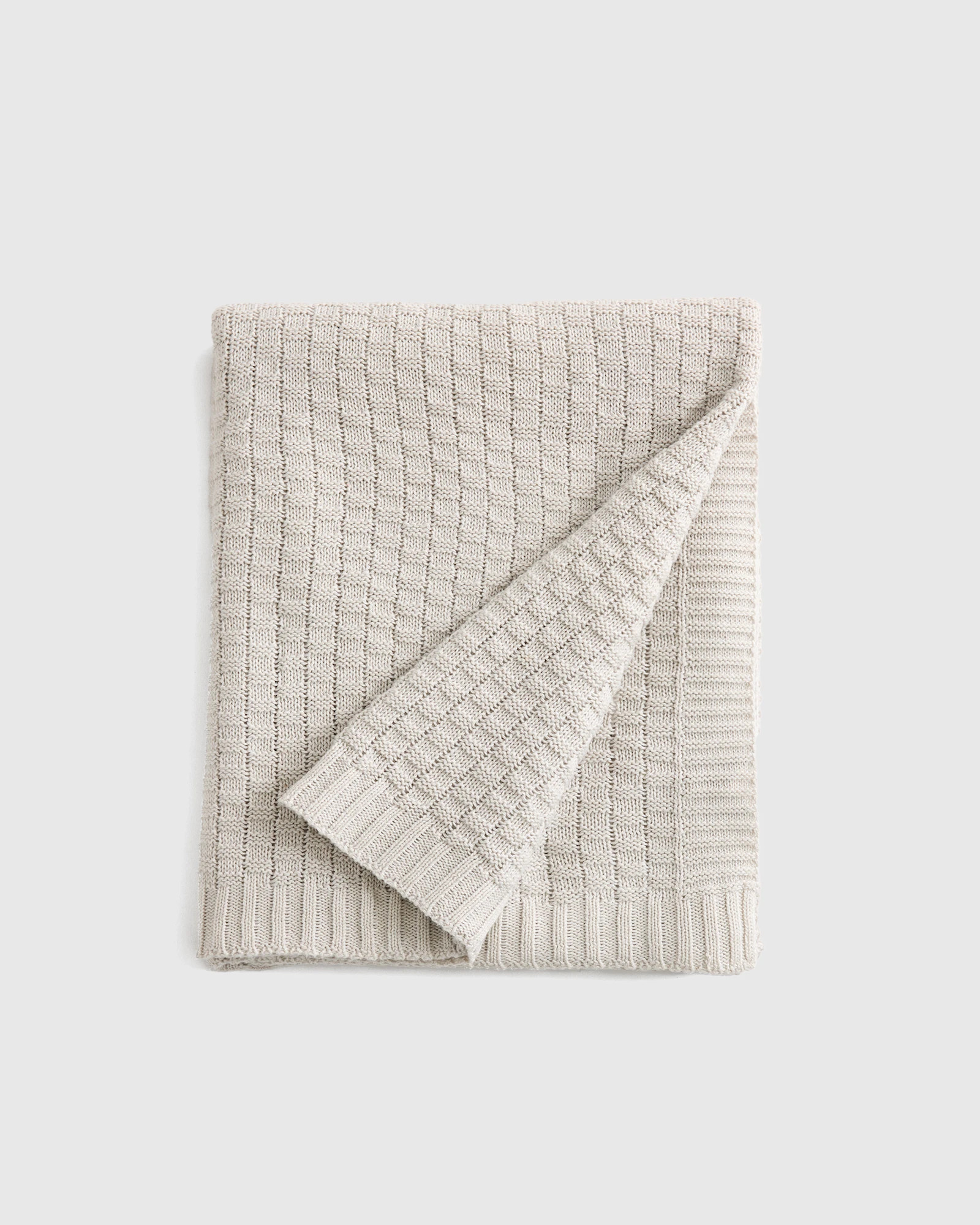 Cotton Cashmere Knit Blanket in Light Grey | Quince