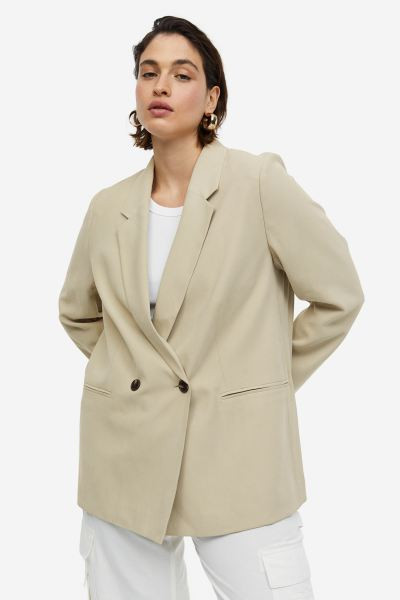Double-breasted Jacket - Beige - Ladies | H&M US | H&M (US + CA)